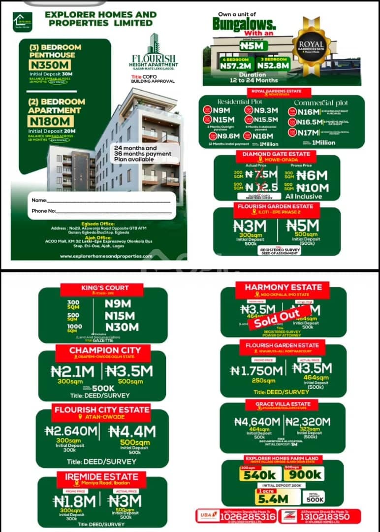 2/3bedroom apartment for sales n lands